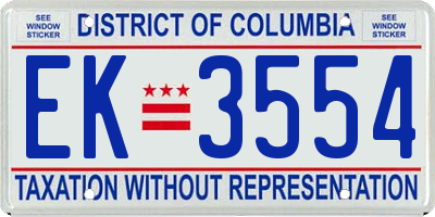 DC license plate EK3554