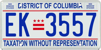 DC license plate EK3557