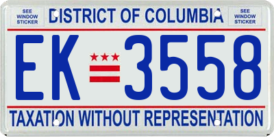 DC license plate EK3558