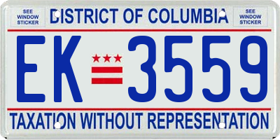 DC license plate EK3559