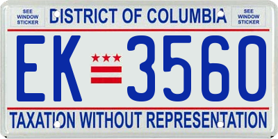 DC license plate EK3560
