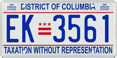 DC license plate EK3561