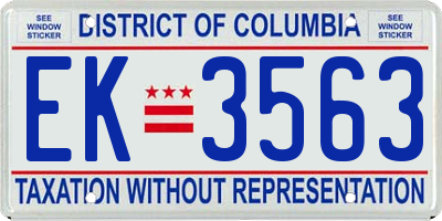 DC license plate EK3563