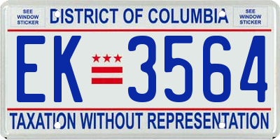 DC license plate EK3564