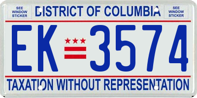 DC license plate EK3574