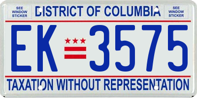 DC license plate EK3575