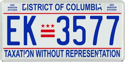 DC license plate EK3577