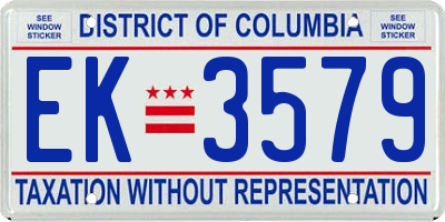 DC license plate EK3579