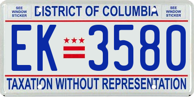 DC license plate EK3580