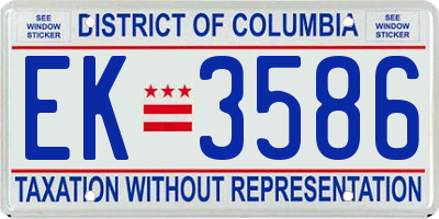 DC license plate EK3586