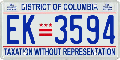 DC license plate EK3594