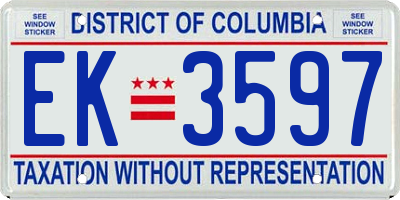 DC license plate EK3597
