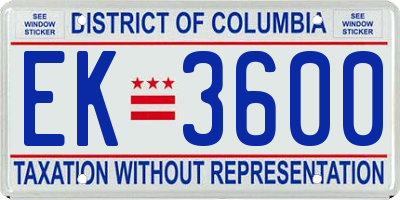 DC license plate EK3600