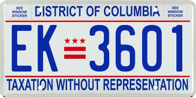 DC license plate EK3601