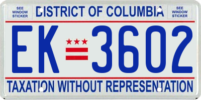 DC license plate EK3602