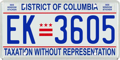 DC license plate EK3605