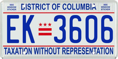 DC license plate EK3606