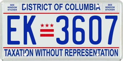 DC license plate EK3607