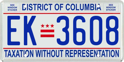 DC license plate EK3608