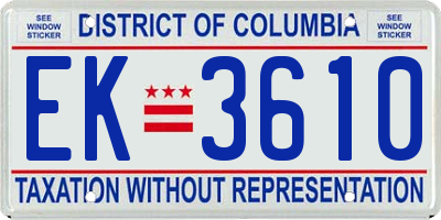 DC license plate EK3610