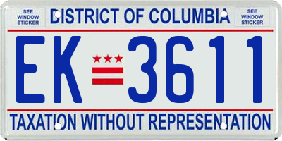 DC license plate EK3611