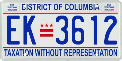 DC license plate EK3612