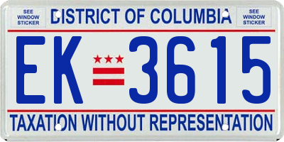 DC license plate EK3615