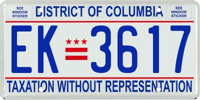 DC license plate EK3617