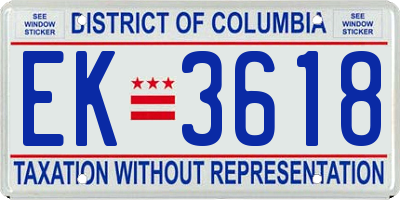 DC license plate EK3618