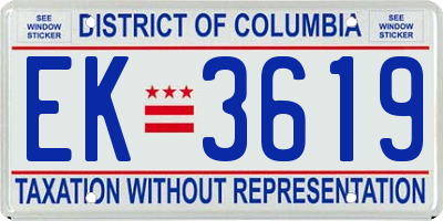 DC license plate EK3619
