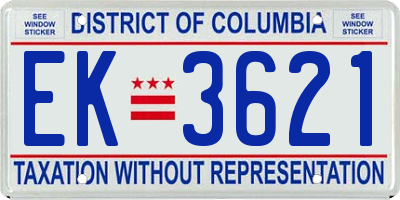 DC license plate EK3621