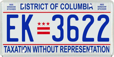 DC license plate EK3622