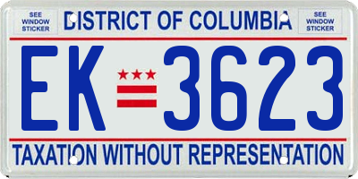 DC license plate EK3623