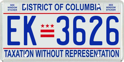 DC license plate EK3626