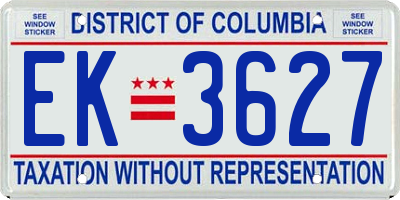 DC license plate EK3627