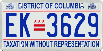 DC license plate EK3629