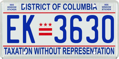 DC license plate EK3630