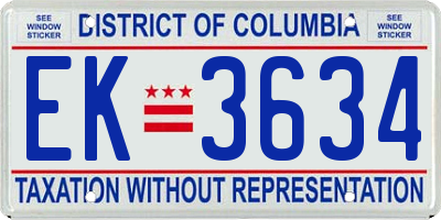 DC license plate EK3634