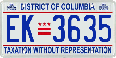DC license plate EK3635