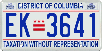 DC license plate EK3641