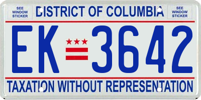 DC license plate EK3642