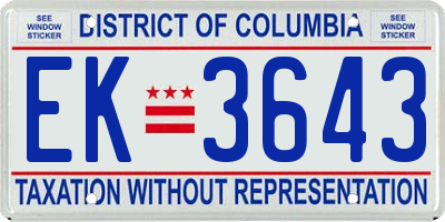 DC license plate EK3643