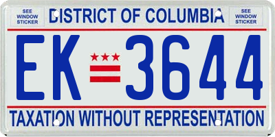 DC license plate EK3644