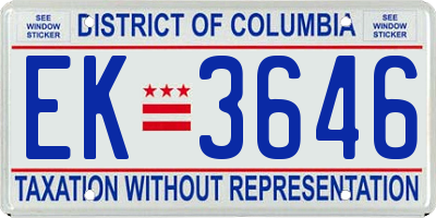 DC license plate EK3646