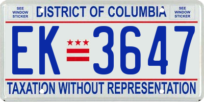 DC license plate EK3647