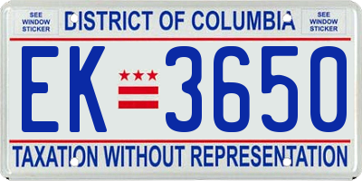 DC license plate EK3650