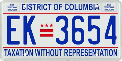 DC license plate EK3654