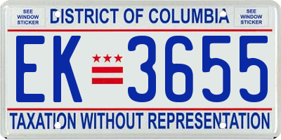 DC license plate EK3655