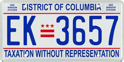 DC license plate EK3657