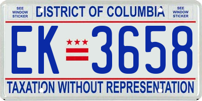 DC license plate EK3658